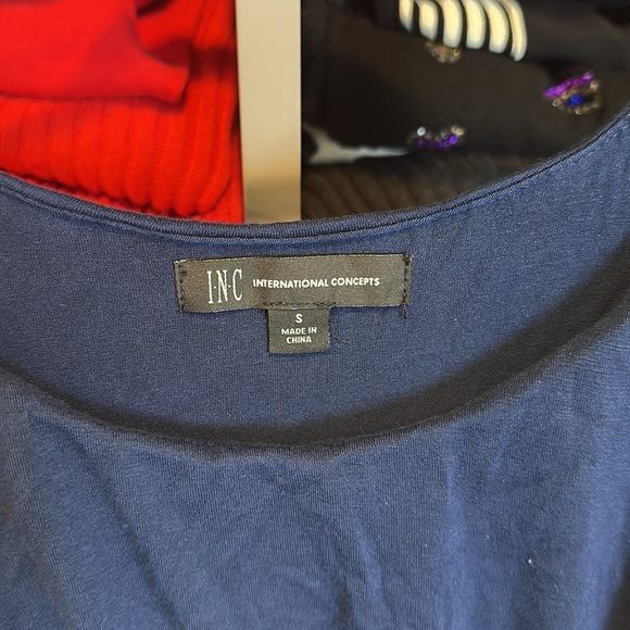 INC navy spaghetti strap tie front maxi dress size S - Picture 2 of 3